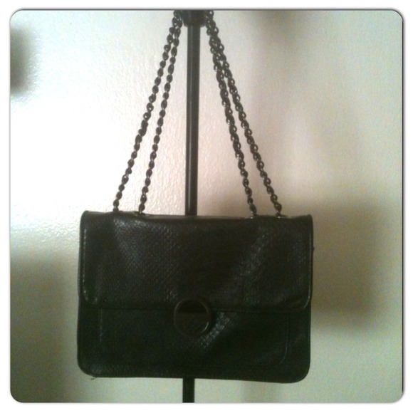 ** SOLD **Kirna Zabete black faux snake skin purse