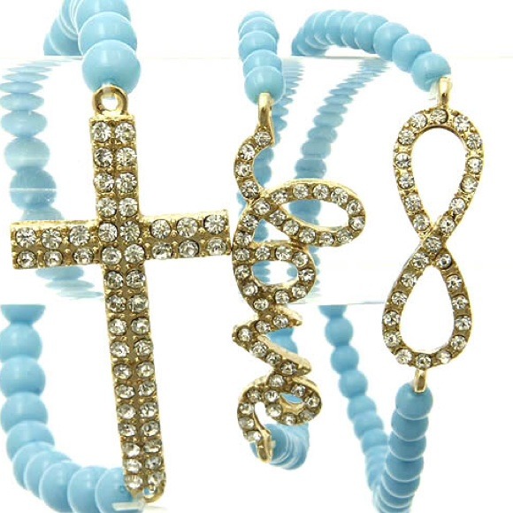 Jewelry - 3 for 15🎀Love infinity cross turqouise bracelets.