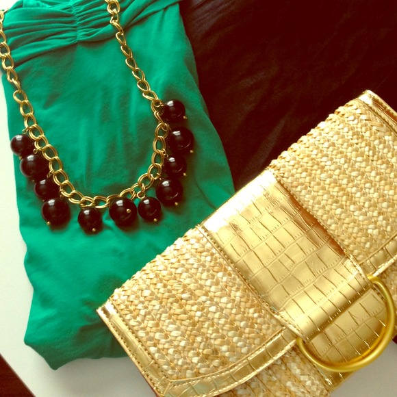 Bubble necklace in black and gold Large