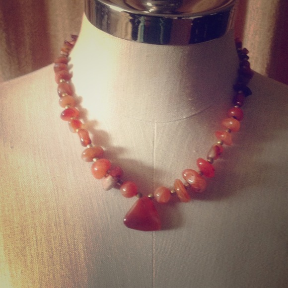 Sold Beautiful coral/orange tone stone necklace