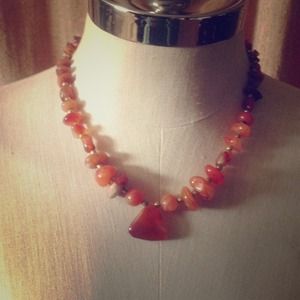 Sold Beautiful coral/orange tone stone necklace
