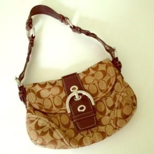Authentic Signature Coach Handbag, Brown (~9x6)