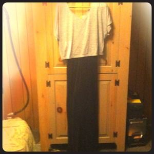 Long black and gray maxi dress.