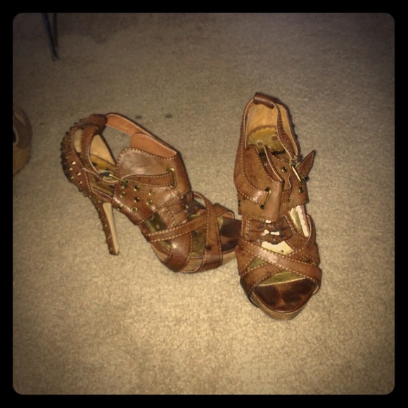 Brown Leather Stillettos