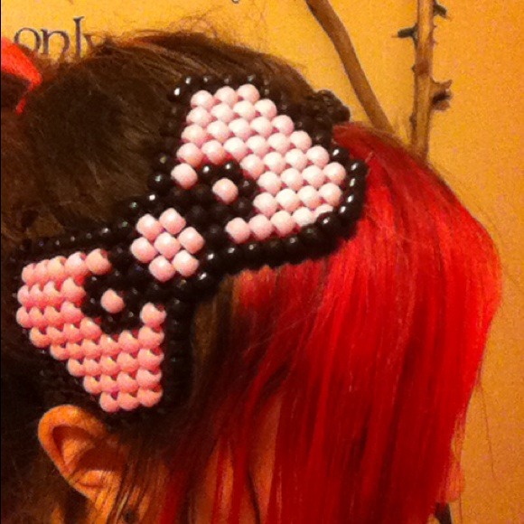 Cute Pink And Black Hello Kitty Kandi Bow Headband