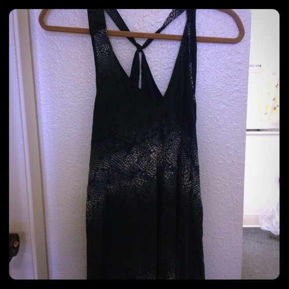 Green snake skin colored high-low dress!