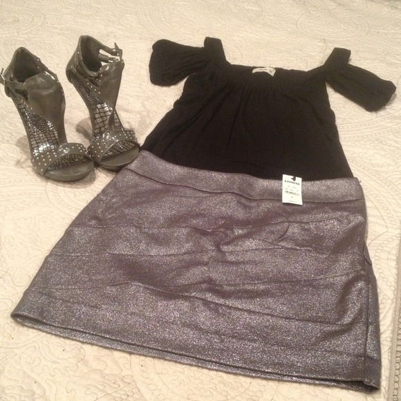 **RESERVED** Gunmetal Express Bandage Skirt