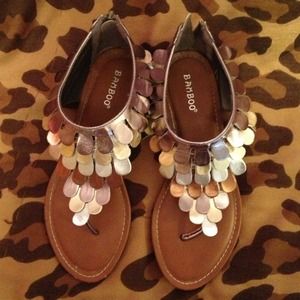 Silver sandals worn once