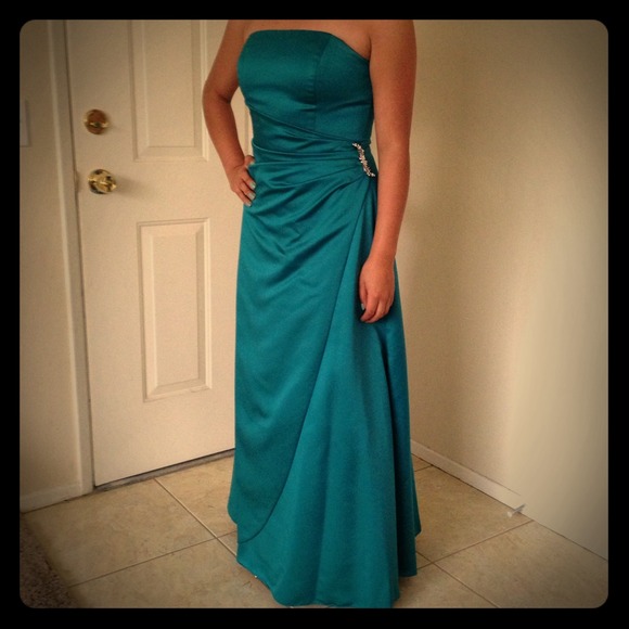 David's bridal teal gown