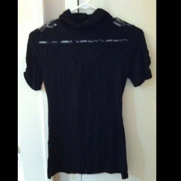 Black fitted lace shirt