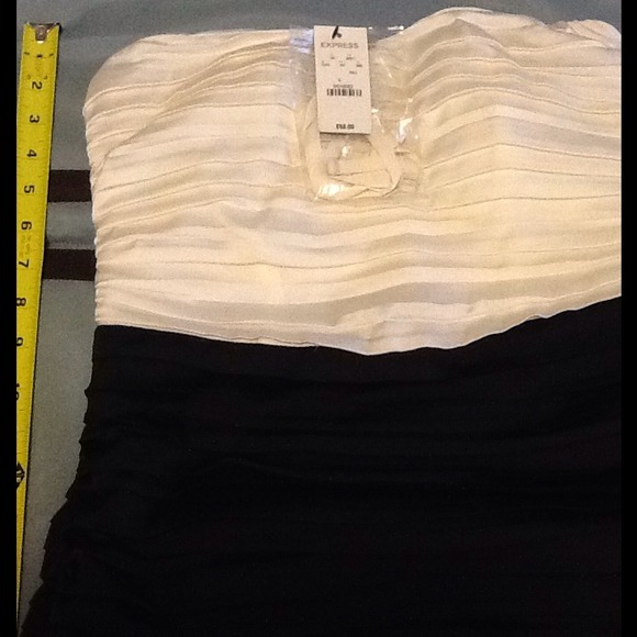 Express black and white strapless dress