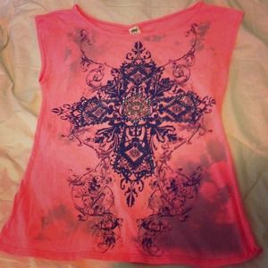 Pink w/ cross & rhinestones! Perfect summer color!