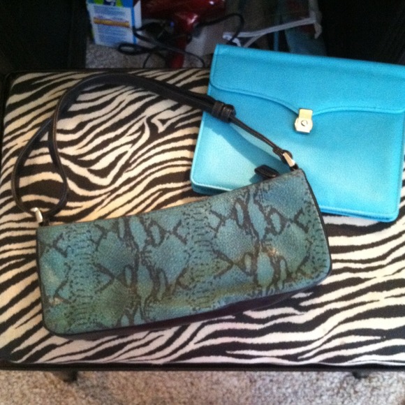 Snake skin evening handbag with FREE teal clutch