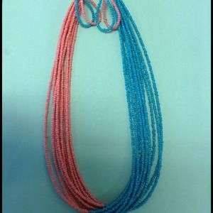 Coral and turquoise necklace earring set