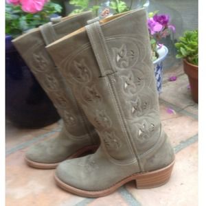 Frye green suede boots