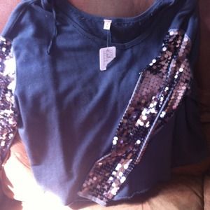 Grey sequin NWT Free people sweatshirt size M