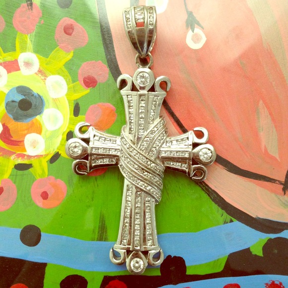 Large silver cross pendant .925