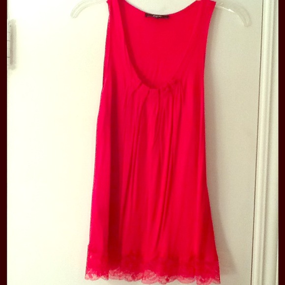 Express pink tank with lace bottom