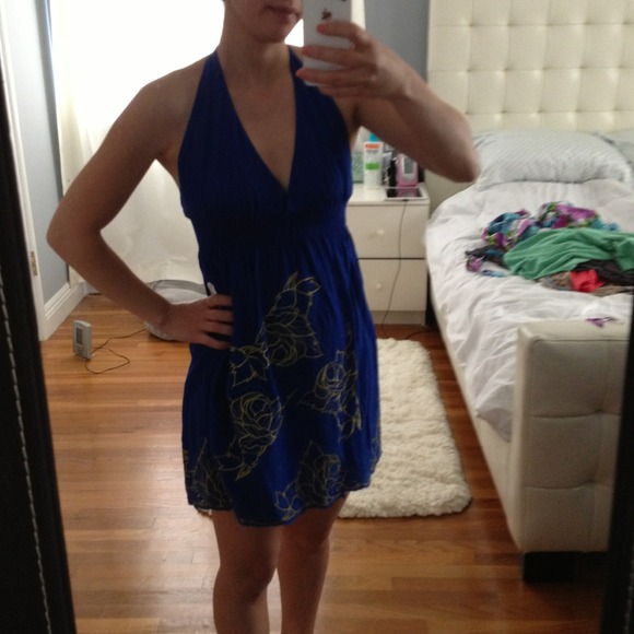 Electric blue halter dress