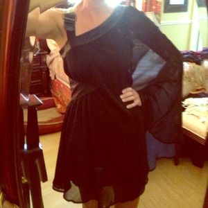 NWT One shoulder leather trim dress. S-M-L avail