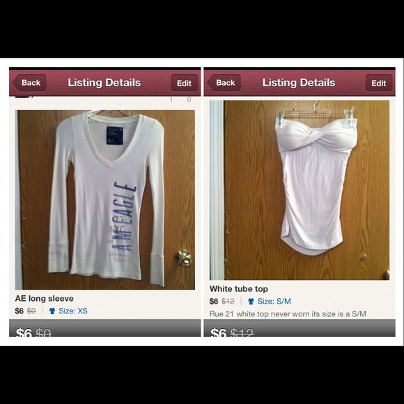 AE long sleeve shirt and white strapless tube top