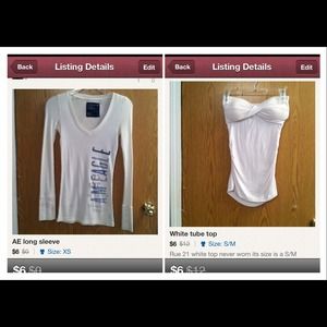 AE long sleeve shirt and white strapless tube top