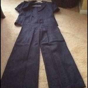 Navy linen 2pc suit