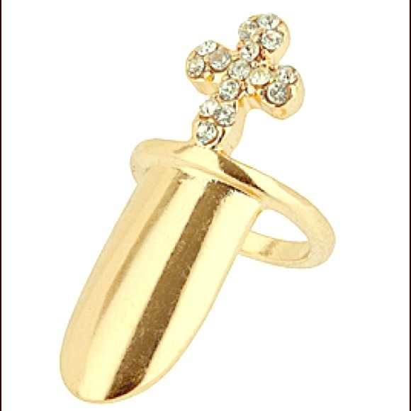Gold with cross Nail Ring