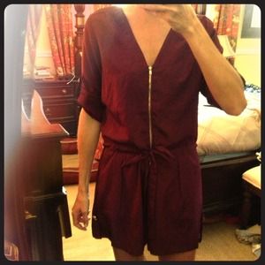 NWT Burgundy Romper with gold buttons