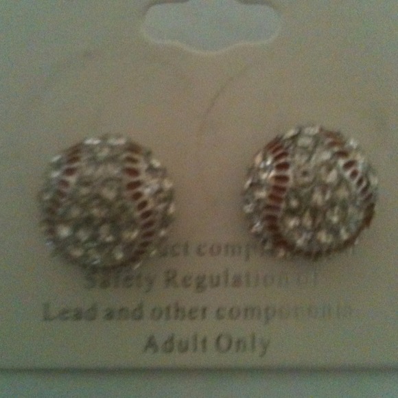 Bling baseball earrings