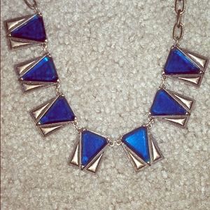 Blue jewel and brass J. Crew statement necklace
