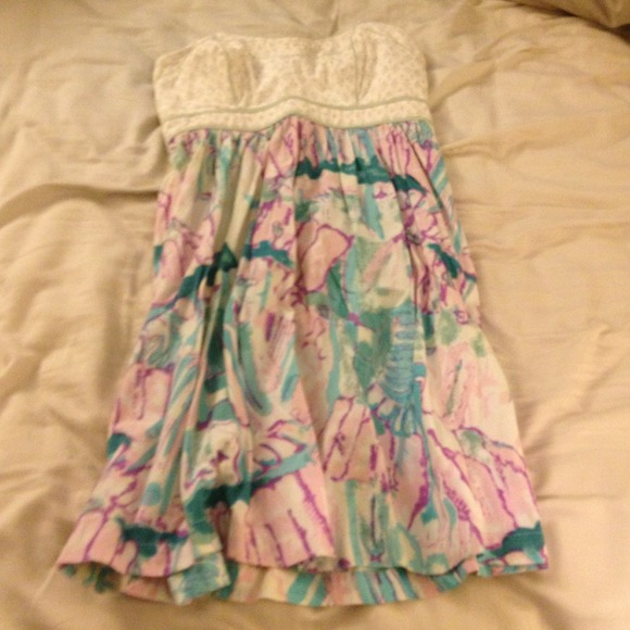 Strapless Pastel Floral Dress