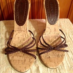 Brown wedge sandals