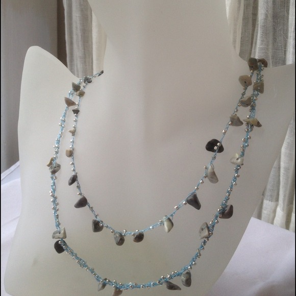 Blue Beach Necklace - Handmade Crocheted Jewelry