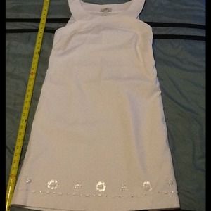 LOFT white dress with bead detail at hem