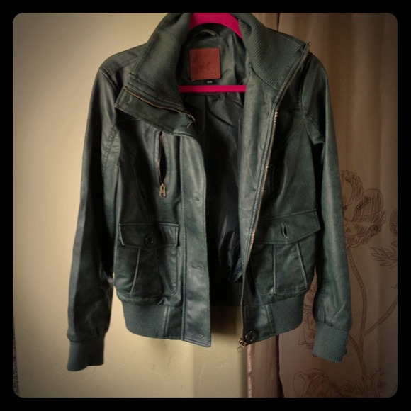Leather style bomber jacket