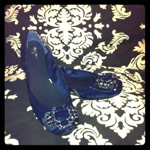 Mossimo Patent Navy Blue Flats w/ Bling on Toes!