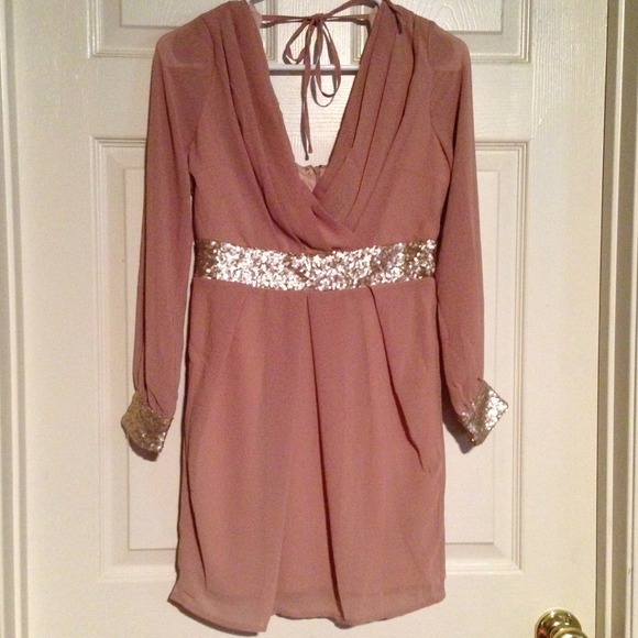 Nude and shimmery cocktail dress
