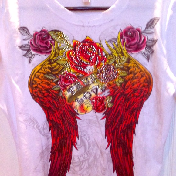 Trendy white bling tee ! Size 2xl