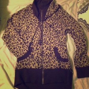 Leopard print zip up hoody
