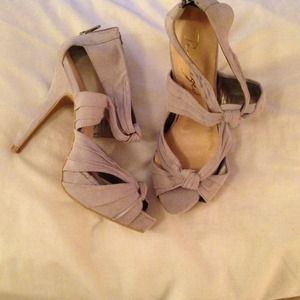 Light Grey Suade Strap Heels