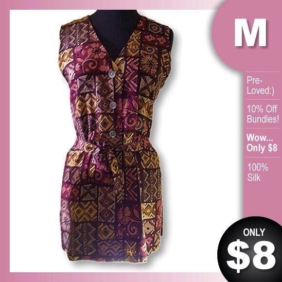 Silk Tribal Print Burgundy Top by ANN TAYLOR