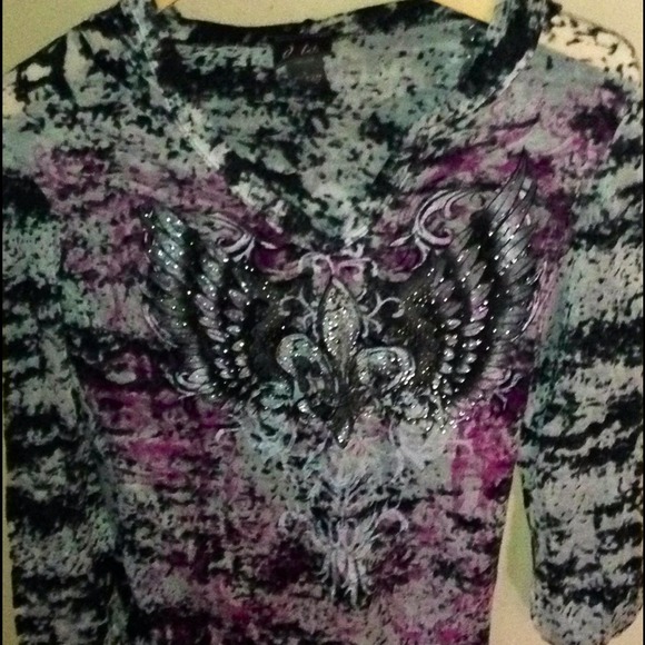 Rhinestone embellished long sleeve hoodie