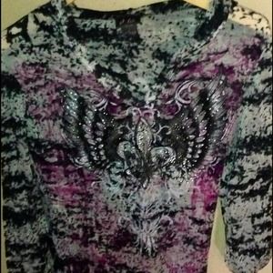 Rhinestone embellished long sleeve hoodie
