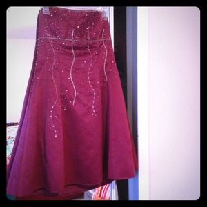 Burgundy Sequin Dress (knee length) Strapless