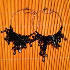 RESERVED @katrinablanco Hoop cross earrings