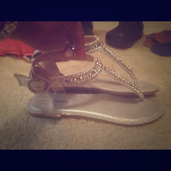 Steve Madden T-Strap Rhinestone Flats