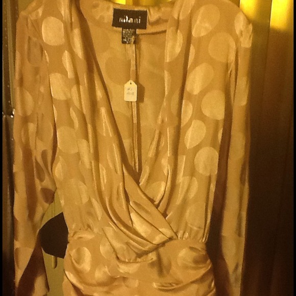 Nilani Tops - NILANI BEIGE SILKY GORGEOUS BLOUSE