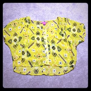 ⛔RESERVED⛔ Sheer yellow geometric crop top