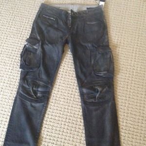 NWT!! Black Moto Coated Skinnies
